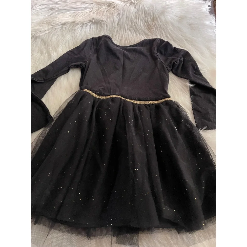 The Children's Place Long Sleeve Toddler Girls Glitter Cat Tutu Dress Black 3T